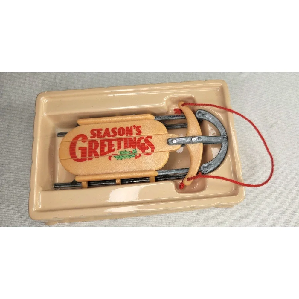 1984 Hallmark Keepsake Ornament Nostalgic Sled Seasons Greetings QX442-4